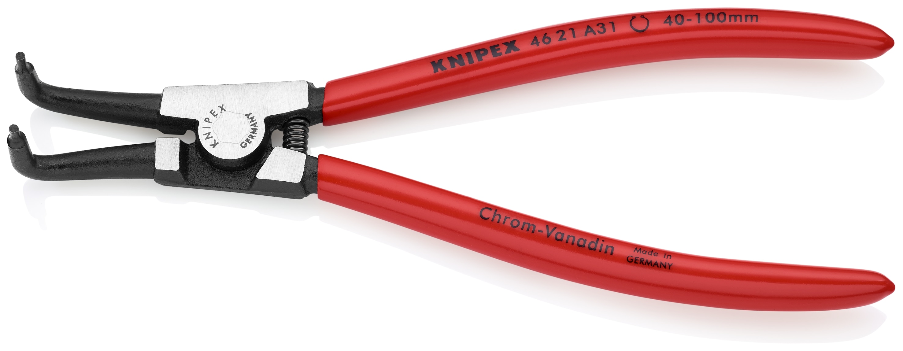 KNIPEX KNIPEX 8 pulgadas - Alicate para anillos de retención con mango sumergido - Alicates de anillos elásticos externos para aplicaciones automotrices - Puntas anguladas a 90 grados - 46 21 A31