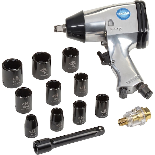 Global Industrial 1/2 Impact Wrench Kit, 7,000 RPM - G3431K