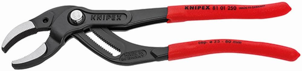Pinzas de lengua y ranura KNIPEX de 10.05 pulgadas con múltiples colores/acabados - Ideal para juntas de tuberías de plástico - Diseño de junta en caja - 25 posiciones de ajuste - 81 01 250 SBA.