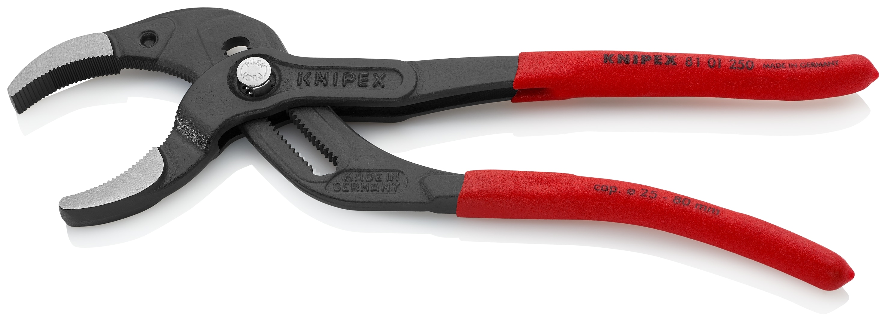Pinzas de lengua y ranura KNIPEX de 10.05 pulgadas con múltiples colores/acabados - Ideal para juntas de tuberías de plástico - Diseño de junta en caja - 25 posiciones de ajuste - 81 01 250 SBA.