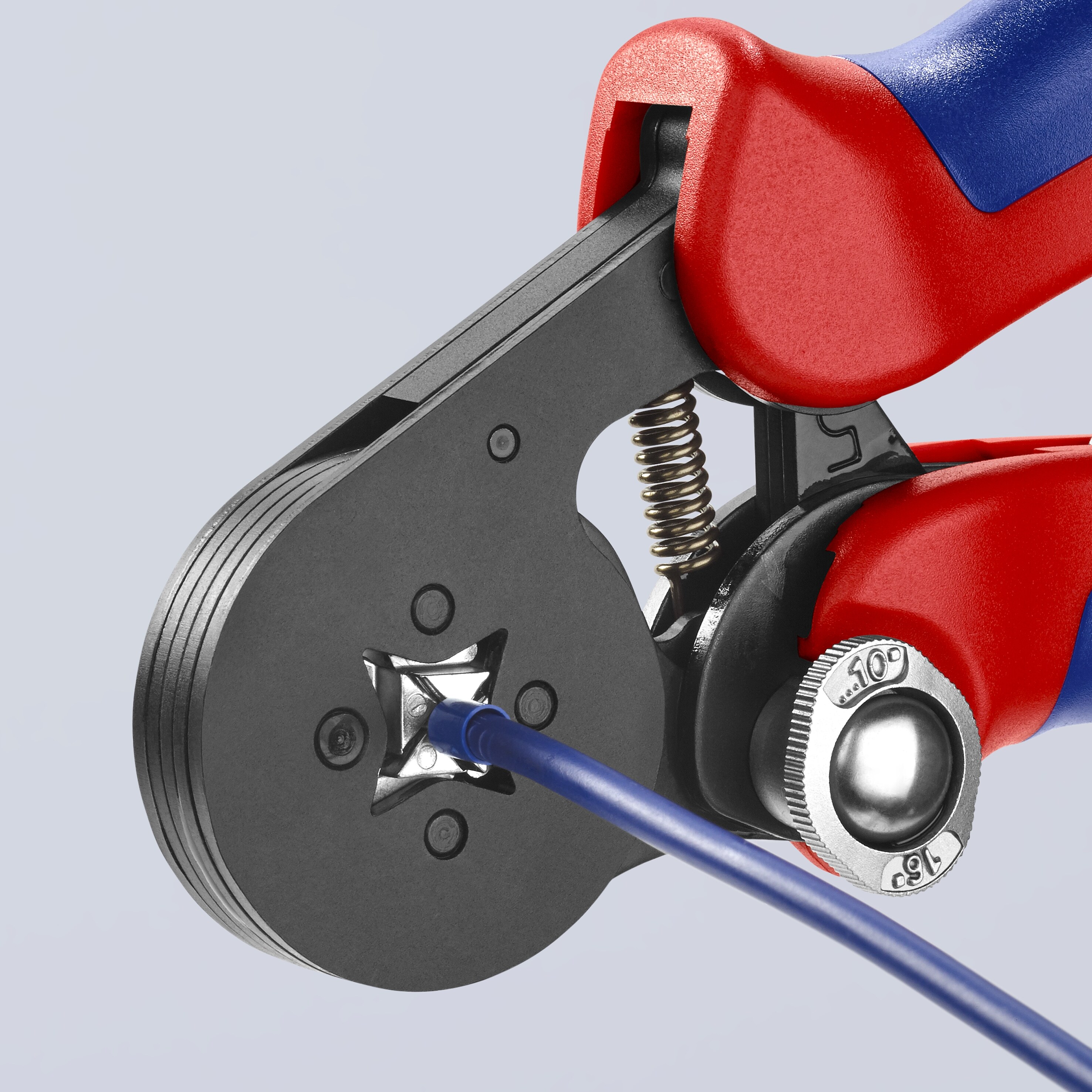 Alicates de engaste autoajustables KNIPEX Rojo de 7 pulgadas para terminales con mango ergonómico - 97 53 04