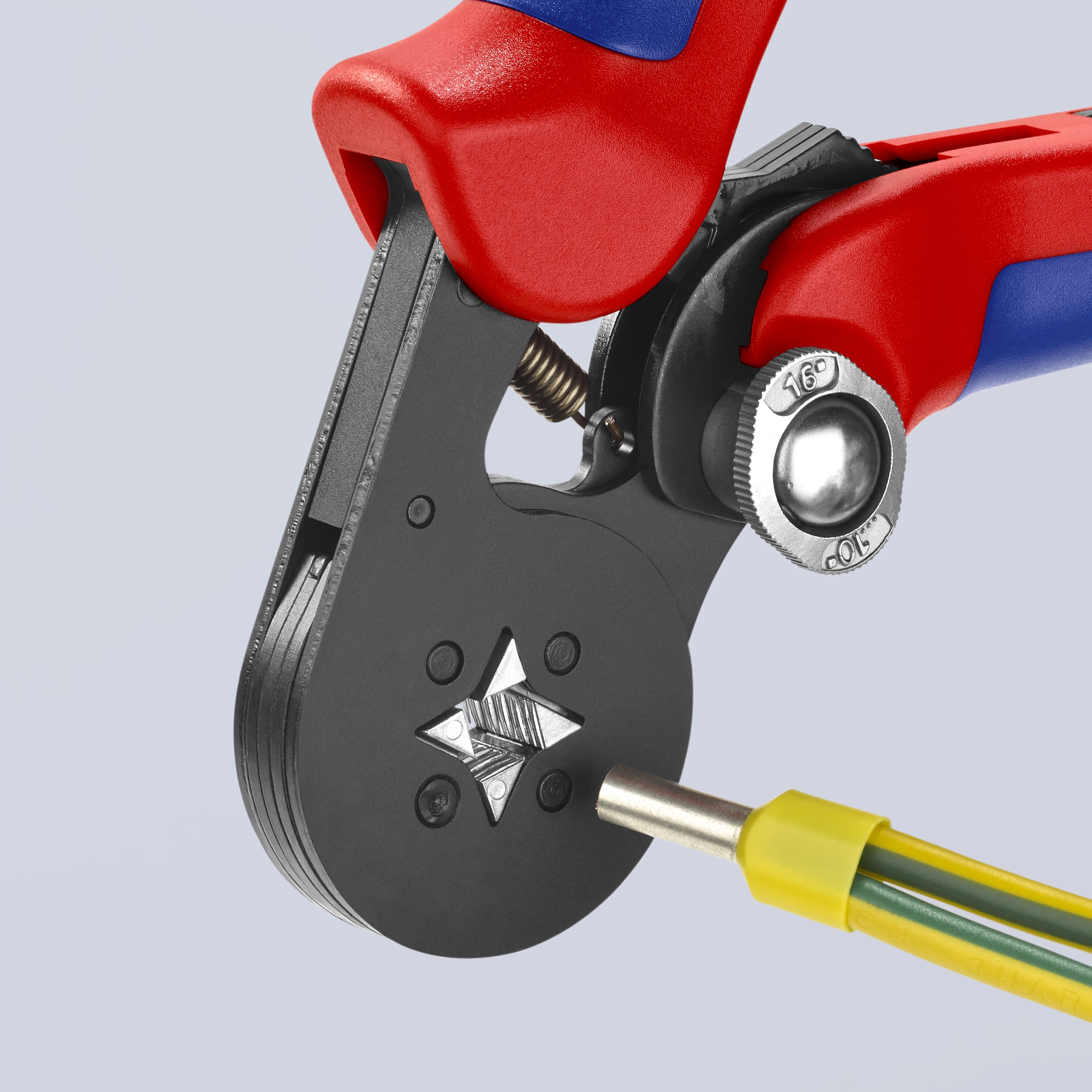 Alicates de engaste autoajustables KNIPEX Rojo de 7 pulgadas para terminales con mango ergonómico - 97 53 04