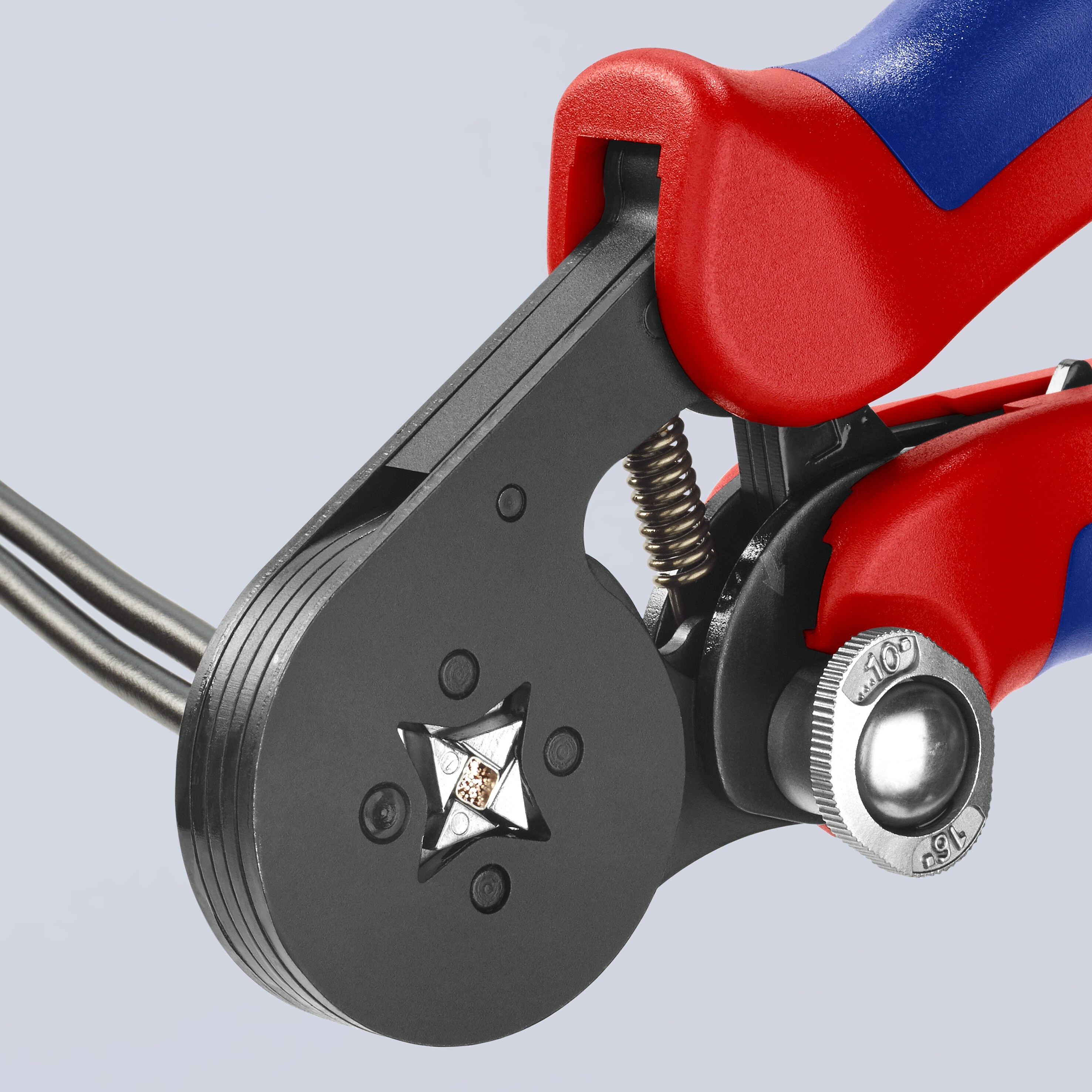 Alicates de engaste autoajustables KNIPEX Rojo de 7 pulgadas para terminales con mango ergonómico - 97 53 04