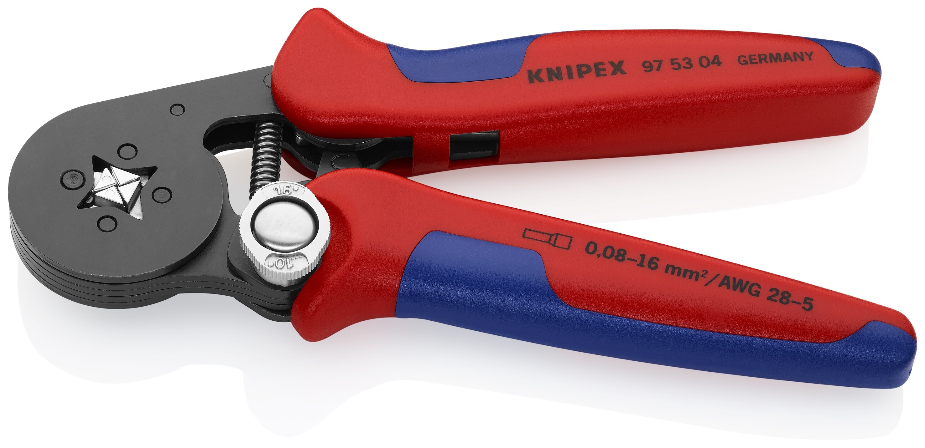Alicates de engaste autoajustables KNIPEX Rojo de 7 pulgadas para terminales con mango ergonómico - 97 53 04