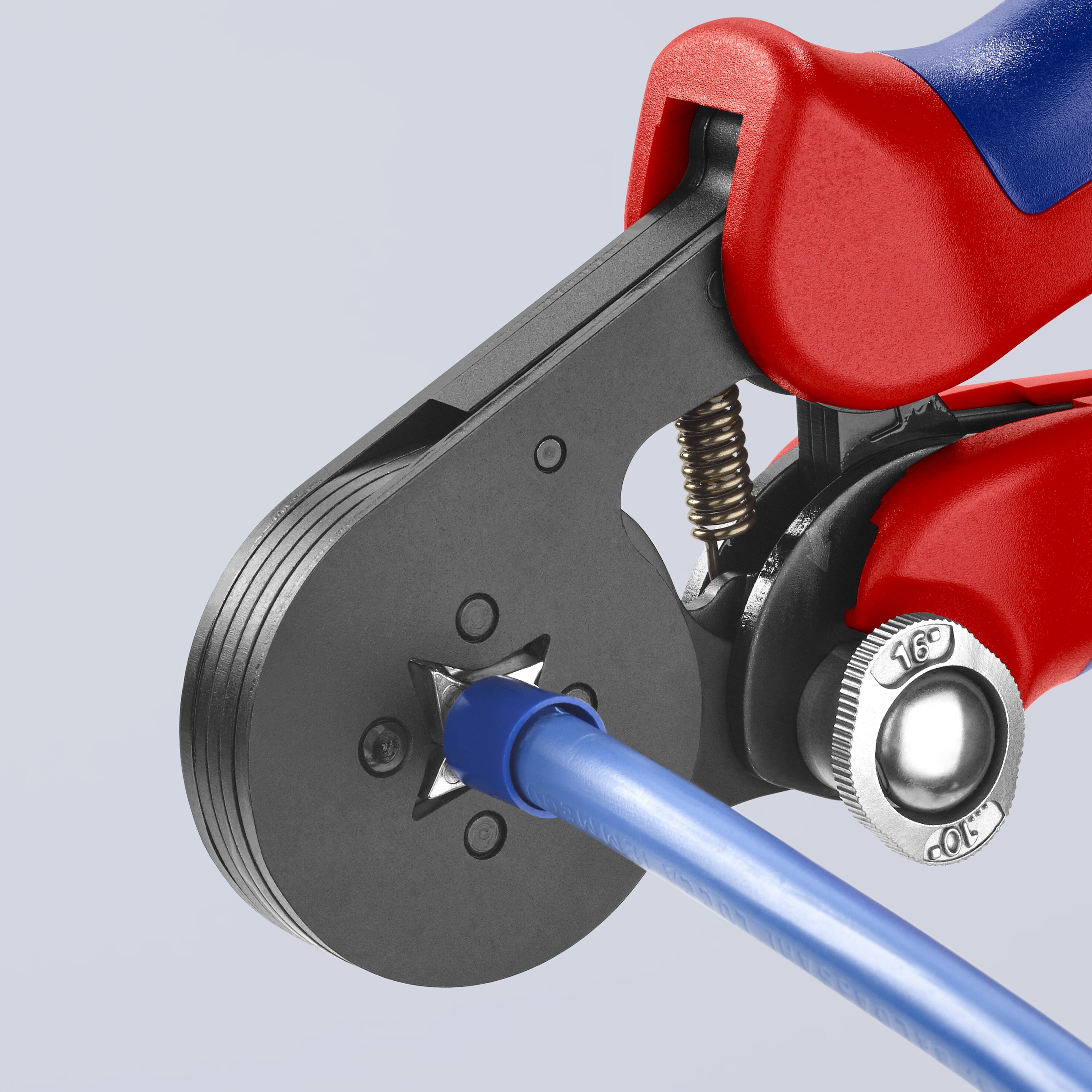 Alicates de engaste autoajustables KNIPEX Rojo de 7 pulgadas para terminales con mango ergonómico - 97 53 04