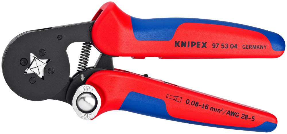 Alicates de engaste autoajustables KNIPEX Rojo de 7 pulgadas para terminales con mango ergonómico - 97 53 04