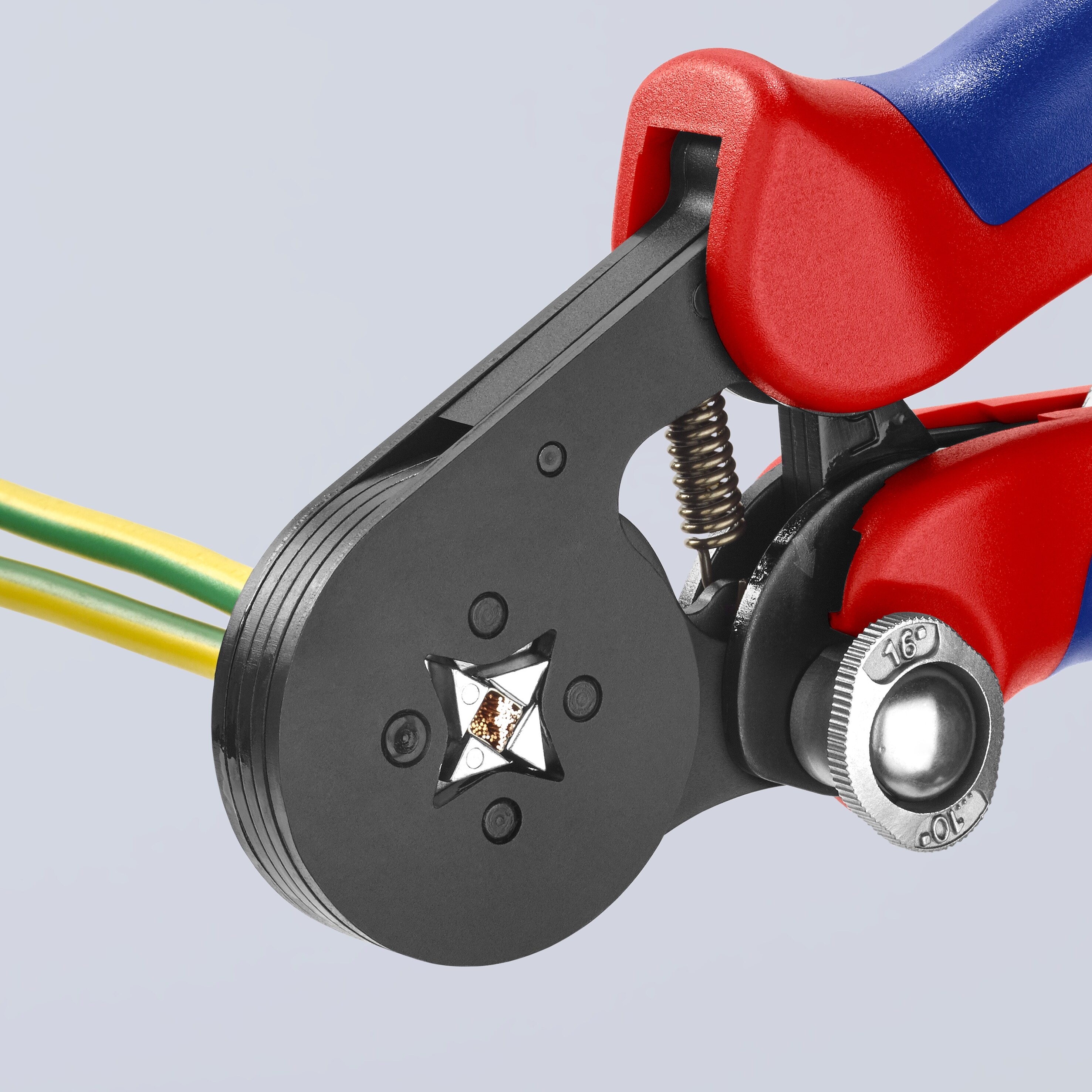 Alicates de engaste autoajustables KNIPEX Rojo de 7 pulgadas para terminales con mango ergonómico - 97 53 04