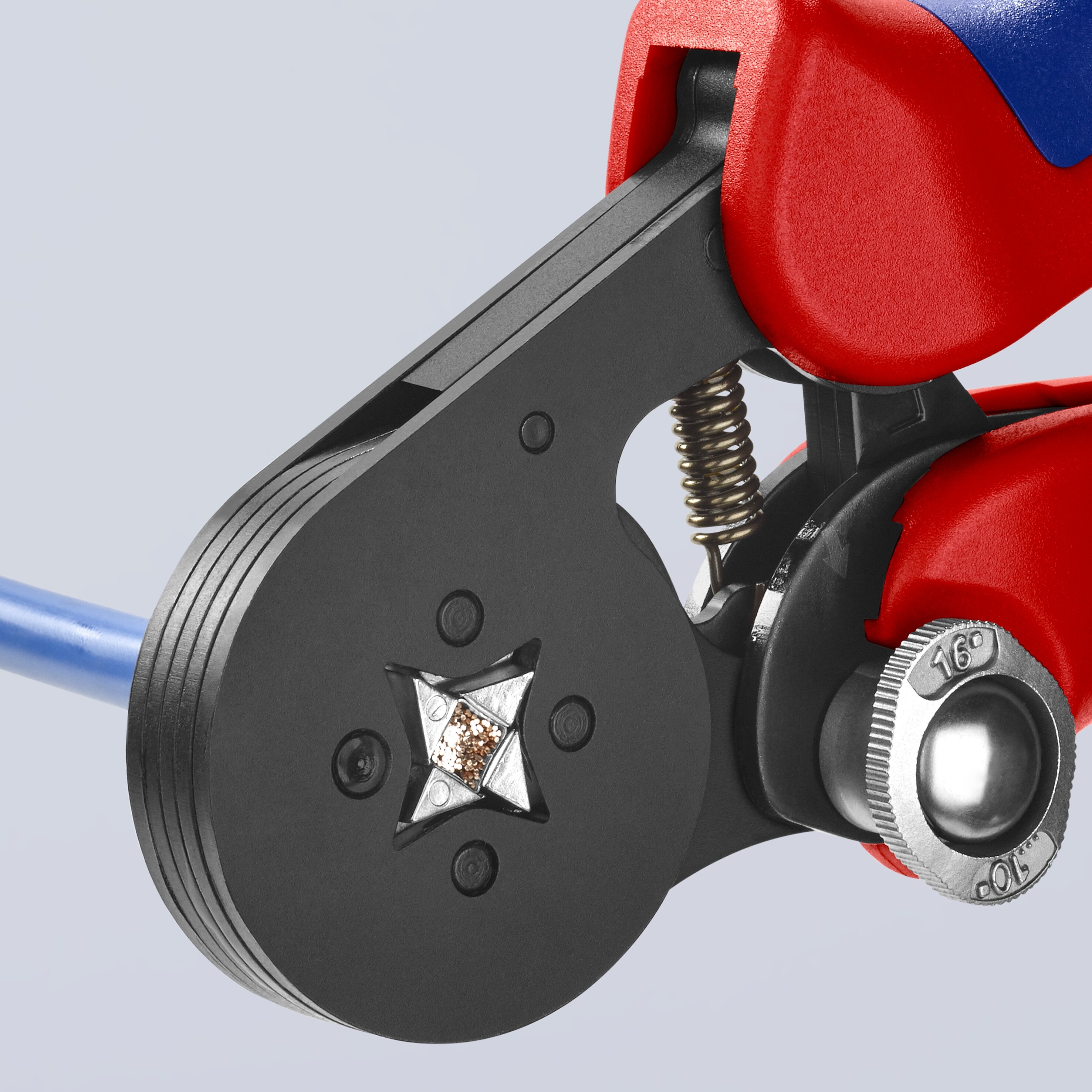 Alicates de engaste autoajustables KNIPEX Rojo de 7 pulgadas para terminales con mango ergonómico - 97 53 04