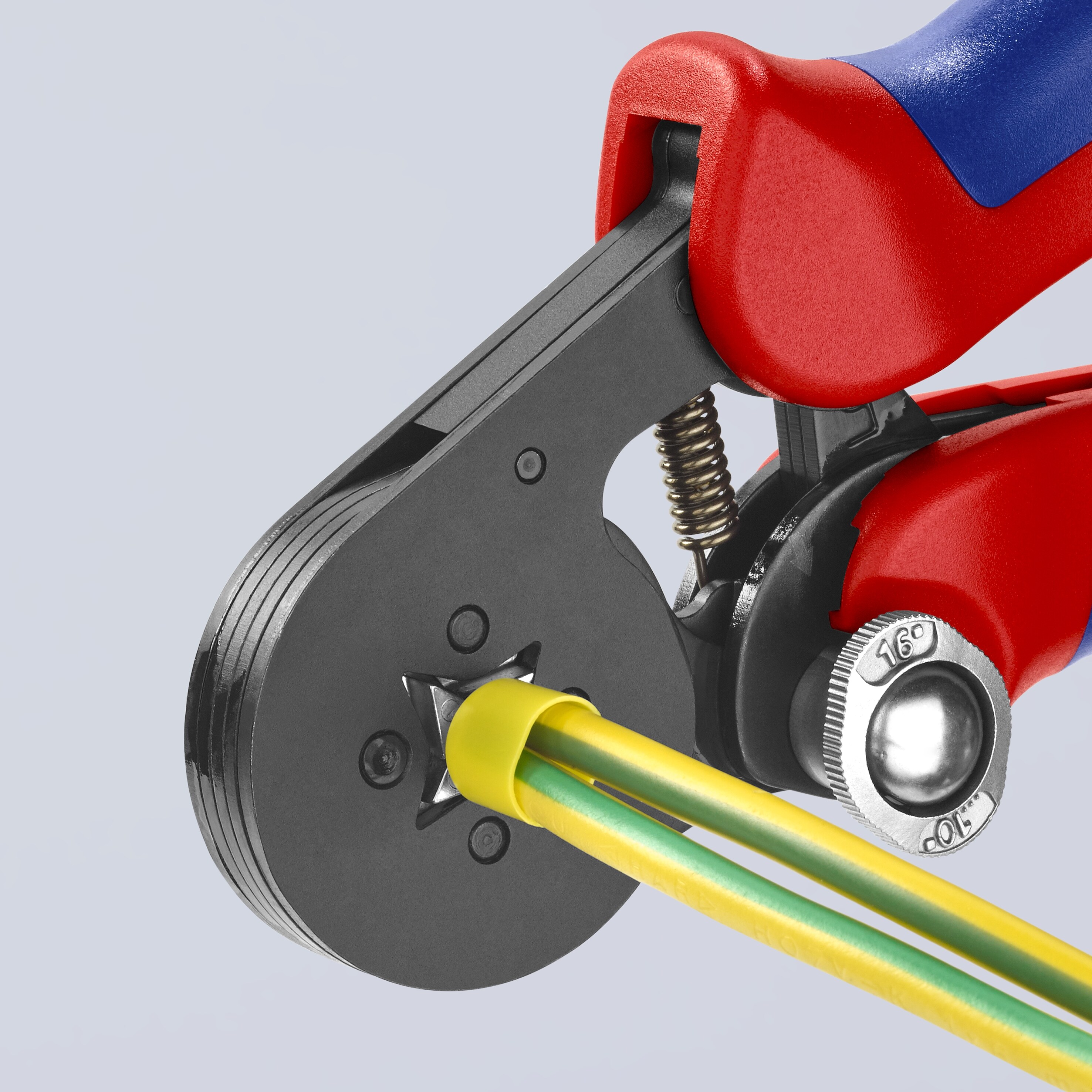 Alicates de engaste autoajustables KNIPEX Rojo de 7 pulgadas para terminales con mango ergonómico - 97 53 04