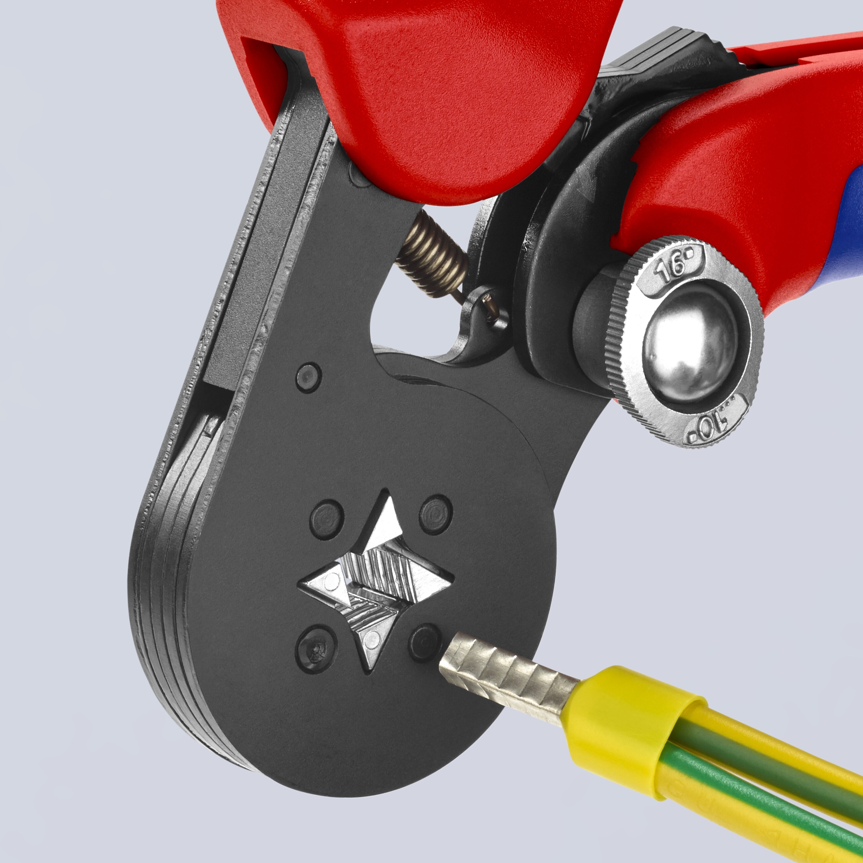 Alicates de engaste autoajustables KNIPEX Rojo de 7 pulgadas para terminales con mango ergonómico - 97 53 04