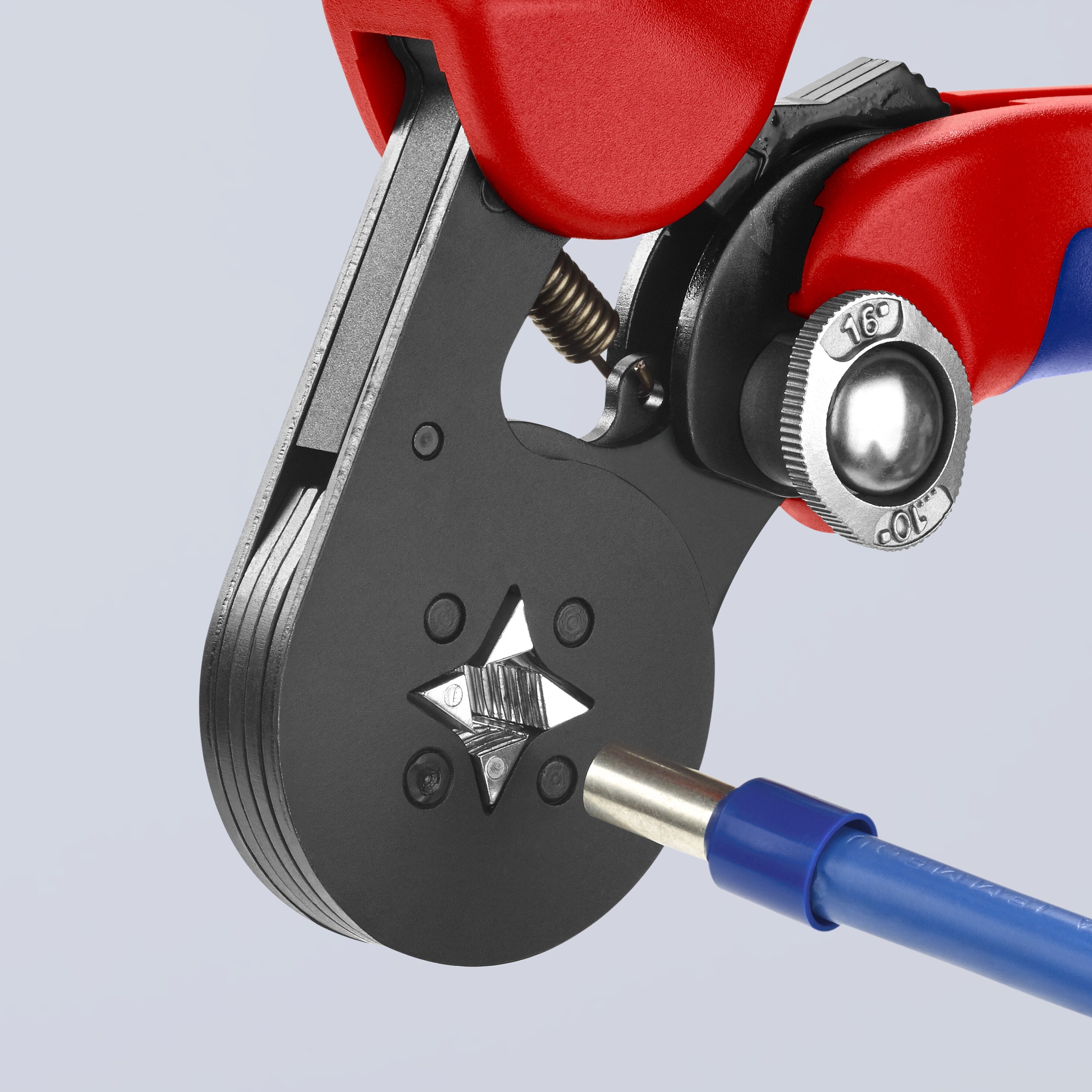 Alicates de engaste autoajustables KNIPEX Rojo de 7 pulgadas para terminales con mango ergonómico - 97 53 04
