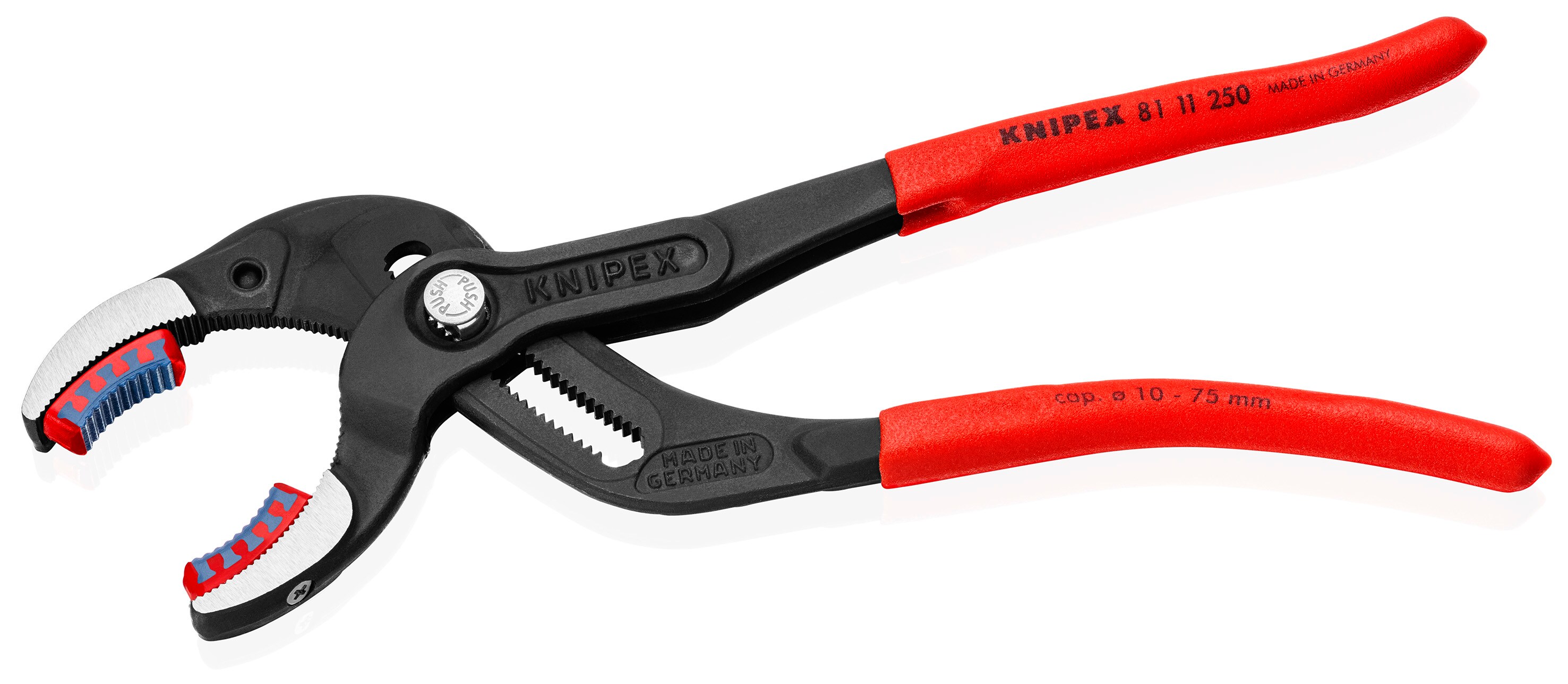 KNIPEX KNIPEX Pinzas de lengüeta y ranura de 10.1 pulgadas con múltiples colores/acabados - Ideal para juntas de tuberías de plástico - 25 posiciones de ajuste - 81 11 250 SBA