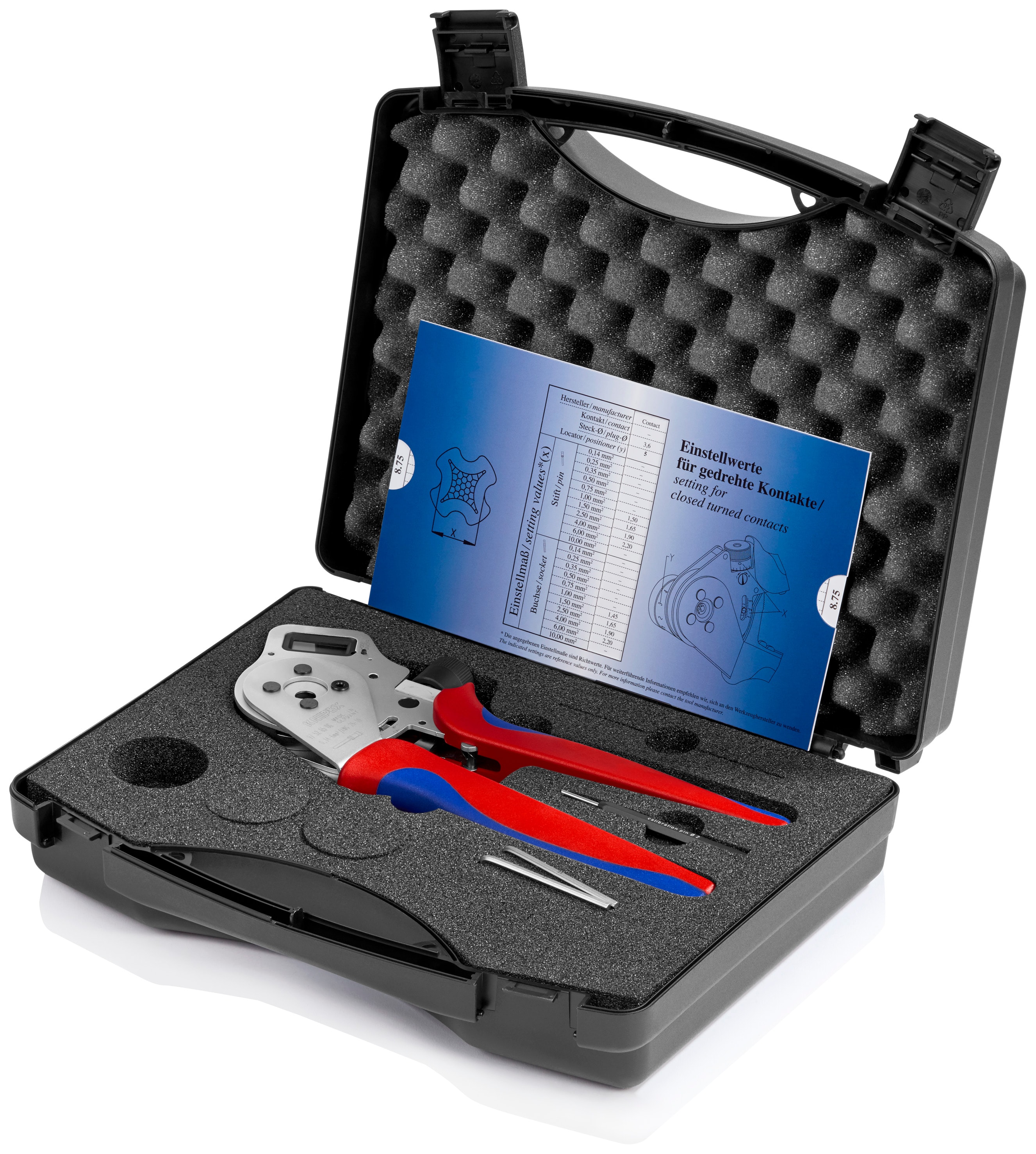 KNIPEX Alicate crimpeador rojo con empuñadura Comfort Grip de 10.8 pulgadas para contactos girados - 97 52 65 DG.