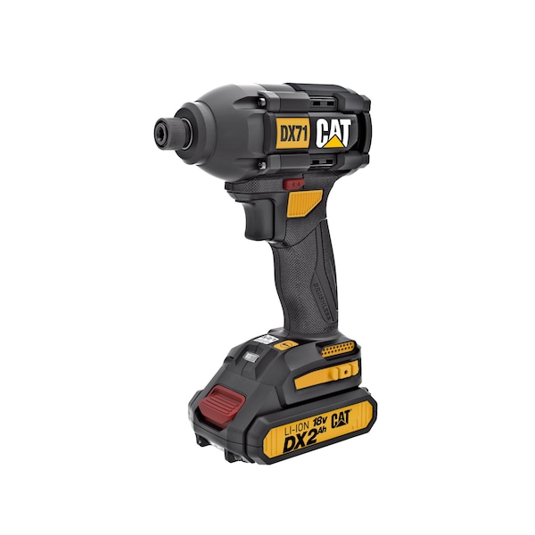 Caterpillar Cat 18V 1/4 in. Cordless High-Torque Impact Driver, 2 Batteries and Charger Included - DX71
