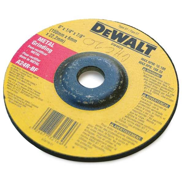 Rueda de esmerilado de metal de alto rendimiento Dewalt 6" x 1/4" x 7/8" - DW4624