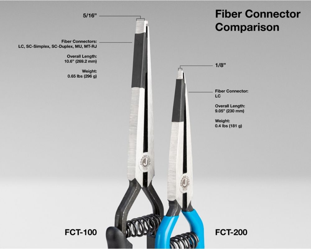 Herramientas Jonard Tools Herramientas para conectores de fibra óptica 10.6 pulgadas Pinzas de punta fina - FCT-100