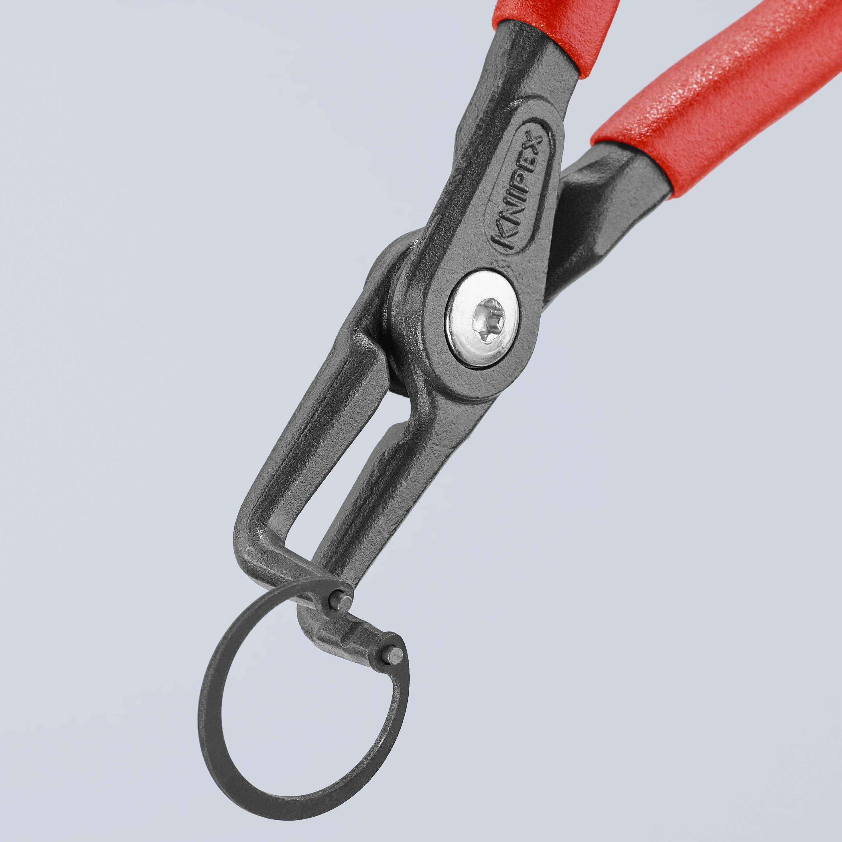 KNIPEX Alicate para anillos de retención automotrices con puntas de 90 grados y mangos rojos de 6.75 pulgadas - 48 21 J21