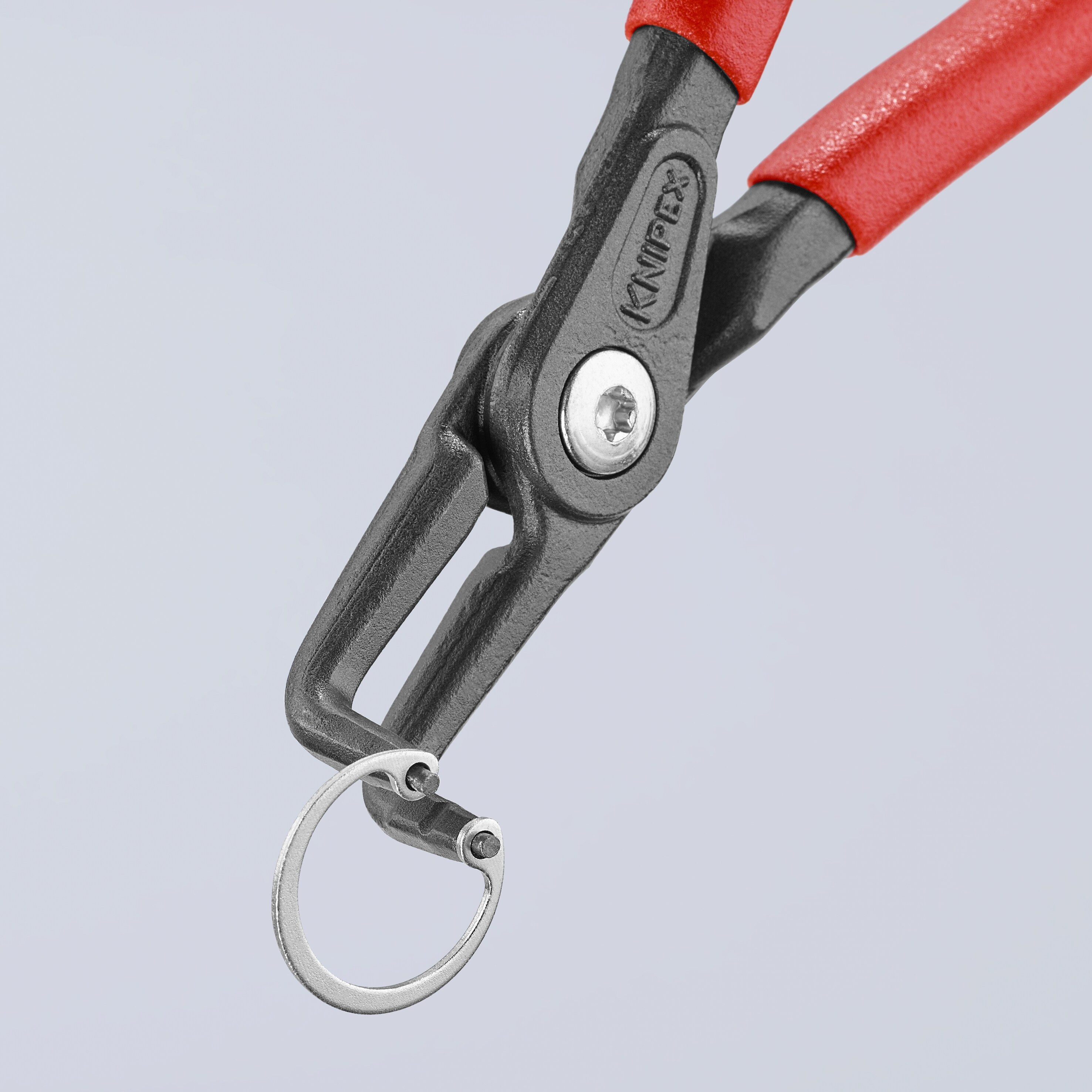 KNIPEX Alicate para anillos de retención automotrices con puntas de 90 grados y mangos rojos de 6.75 pulgadas - 48 21 J21