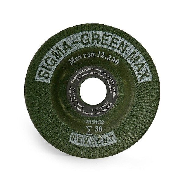 Rueda de esmerilado verde Rex Cut Sigma Green Max, 4-1/2 x 1/4 x 7/8", 36 grano - 739100.