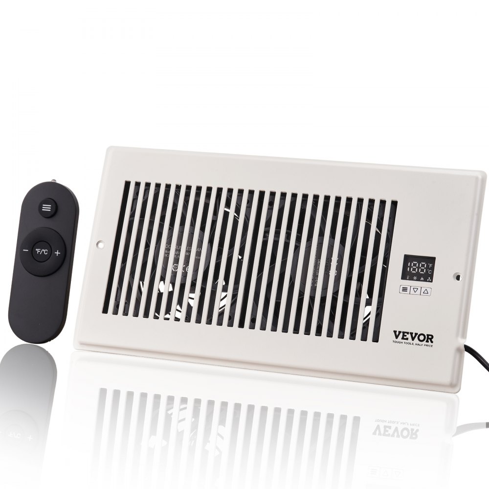 VEVOR Register Booster Fan, Quiet Vent Booster Fan Fits 6” x 12” Register Holes, with Remote Control and Thermostat Control, Adjustable Speed for Heating Cooling Smart Vent, White - ZCZTQFSB612INA6R5V5