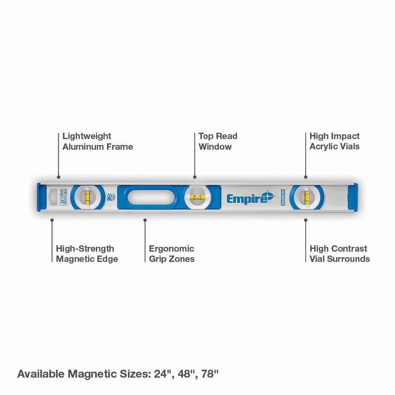 Nivel de viga magnética de aluminio Empire de 24 pulgadas - 500M.24.