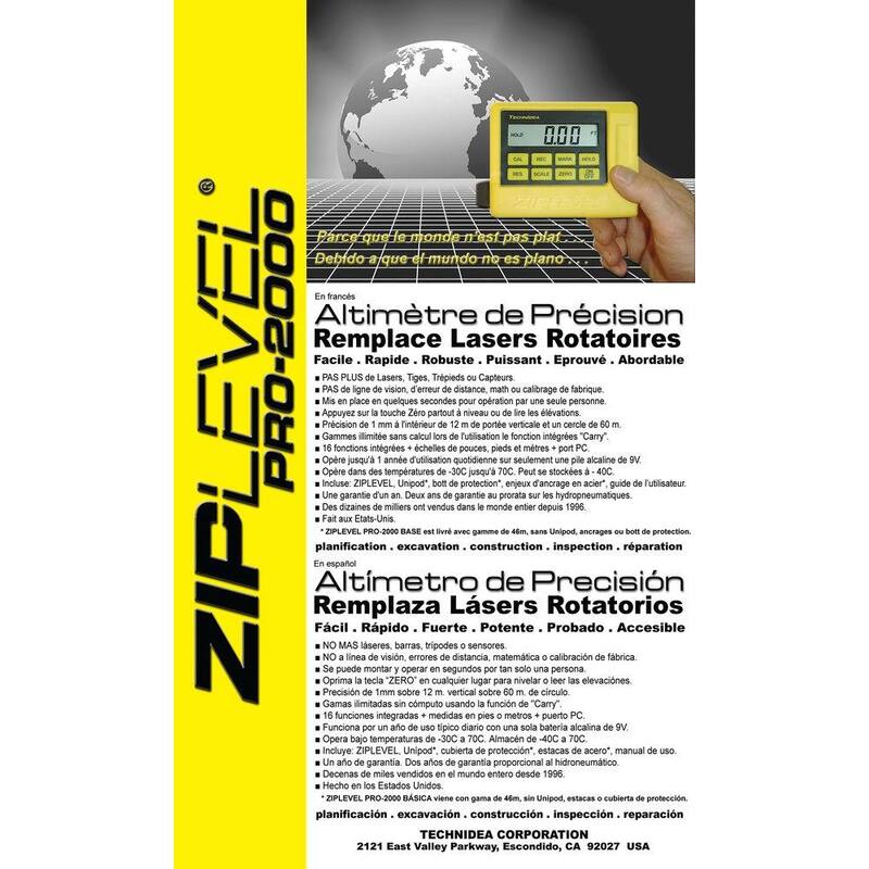 Altimetro de alta precisión Ziplevel PRO-2000 (Accesorios estándar incluidos) - ZLP-100