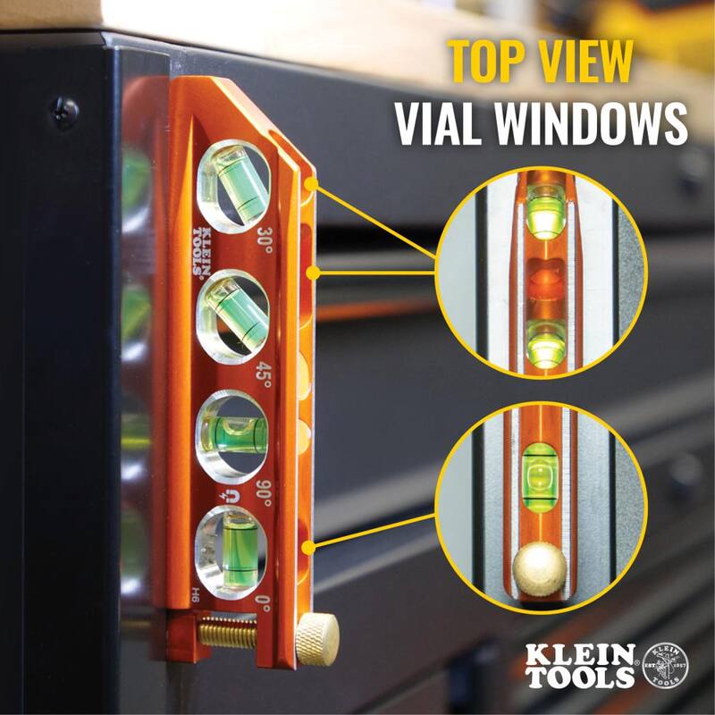 Nivel de conducto torpedo con 4 viales de 6.25 pulgadas, alta visibilidad - 935AB4V de Klein Tools