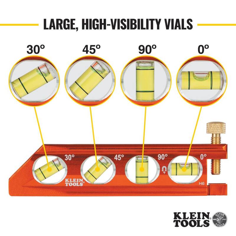 Nivel de conducto torpedo con 4 viales de 6.25 pulgadas, alta visibilidad - 935AB4V de Klein Tools