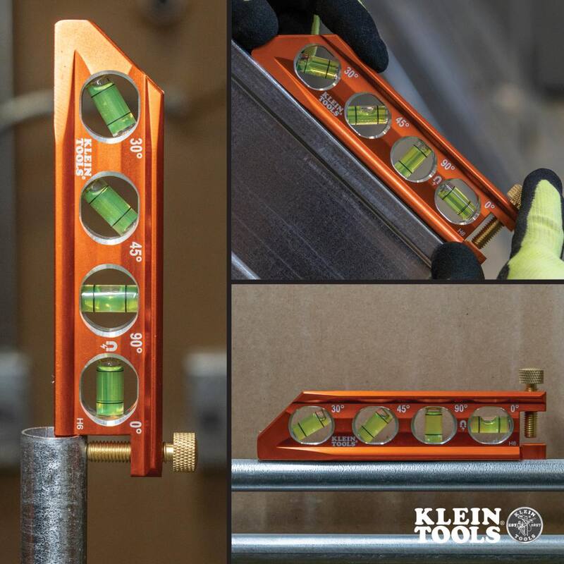 Nivel de conducto torpedo con 4 viales de 6.25 pulgadas, alta visibilidad - 935AB4V de Klein Tools