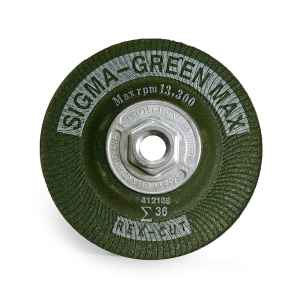 Rueda de rectificado Rex Cut Sigma Green Max, 4-1/2x1/4x5/8-11", 36Grit - 739150