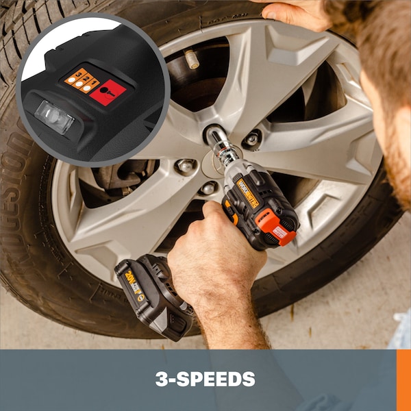 Worx 20V Power Share 1/2 in. Cordless Impact Wrench with Brushless Motor, Tool Only - WX272L.9
