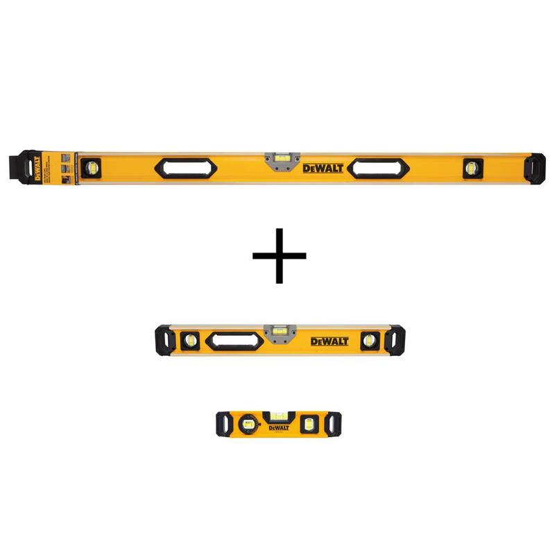 Nivel de caja de viga magnética DEWALT de 48 pulgadas, Nivel de caja de viga magnética resistente de 24 pulgadas y Nivel torpedo de 9 pulgadas - DWHT43049025003