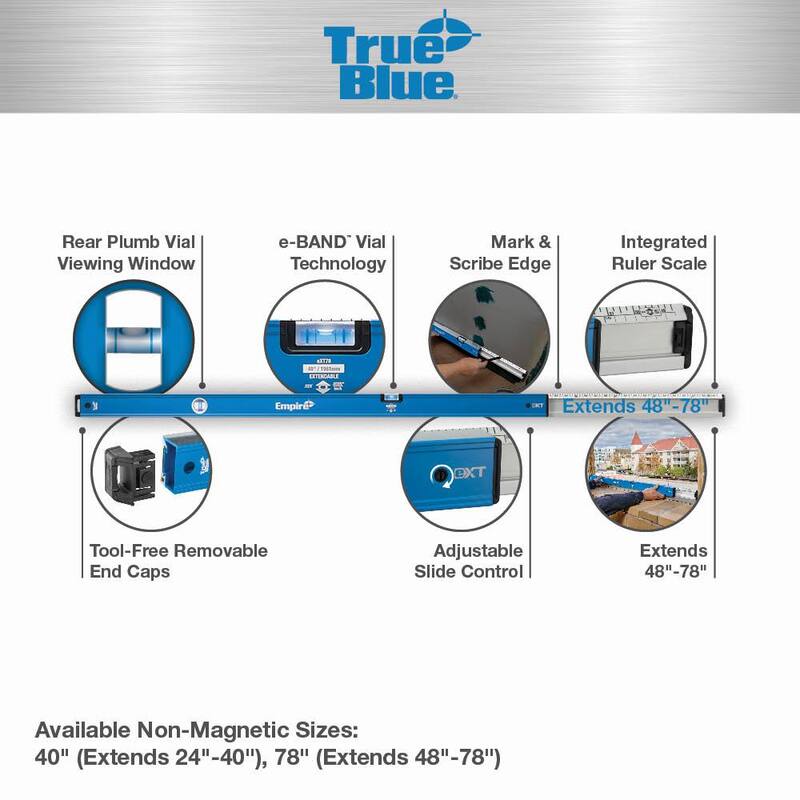 Nivel de caja extensible True Blue Empire de 48 a 78 pulgadas - eXT78
