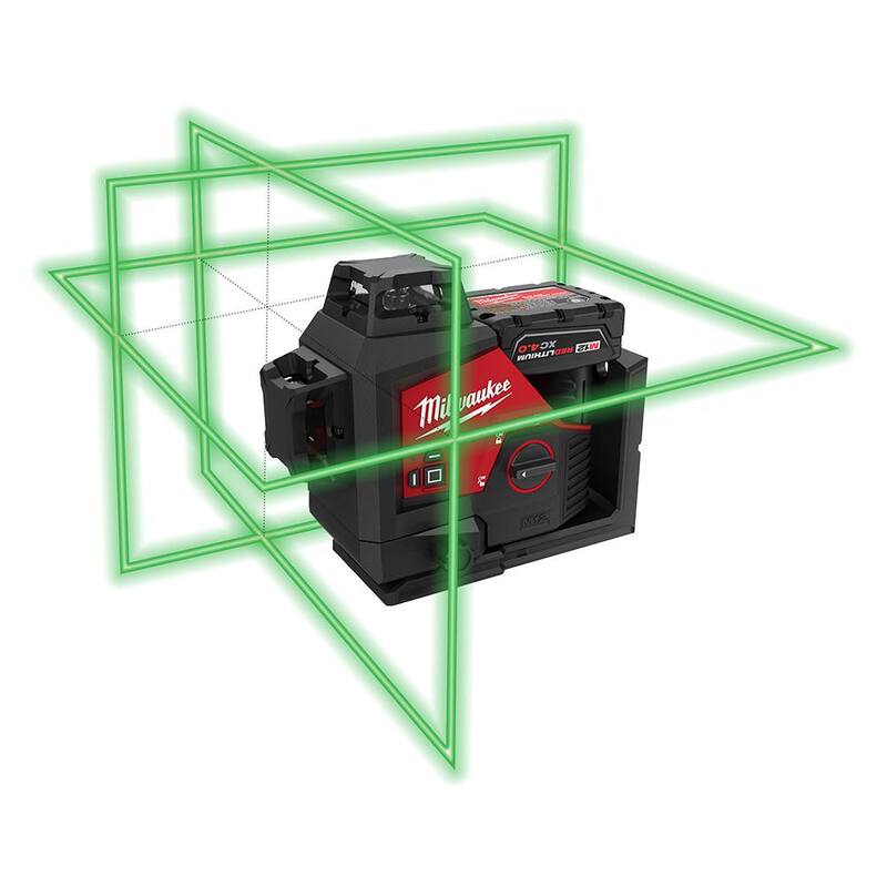 Juego de nivel de caja magnética Milwaukee Redstick con nivel torpedo y kit de nivel láser de 3 planos 250 ft. verde de 12 voltios M12 (6 piezas) - MLBXCM78-3632-21