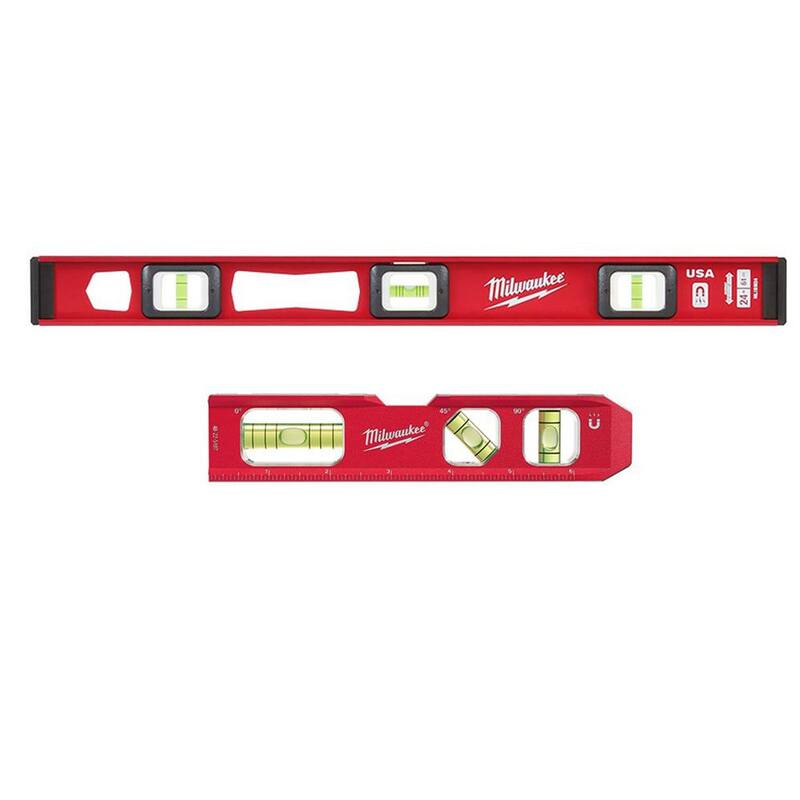 Nivel Milwaukee de 24 pulgadas con I-Beam magnético y nivel de plomada de 7 pulgadas - MLIBM24-48-22-5107