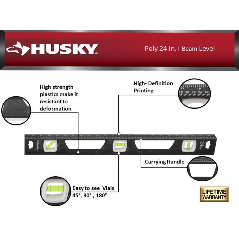 Nivel Husky Poly de 24 pulgadas y Nivel torpedo de 9 pulgadas (paquete de 2) - 00077