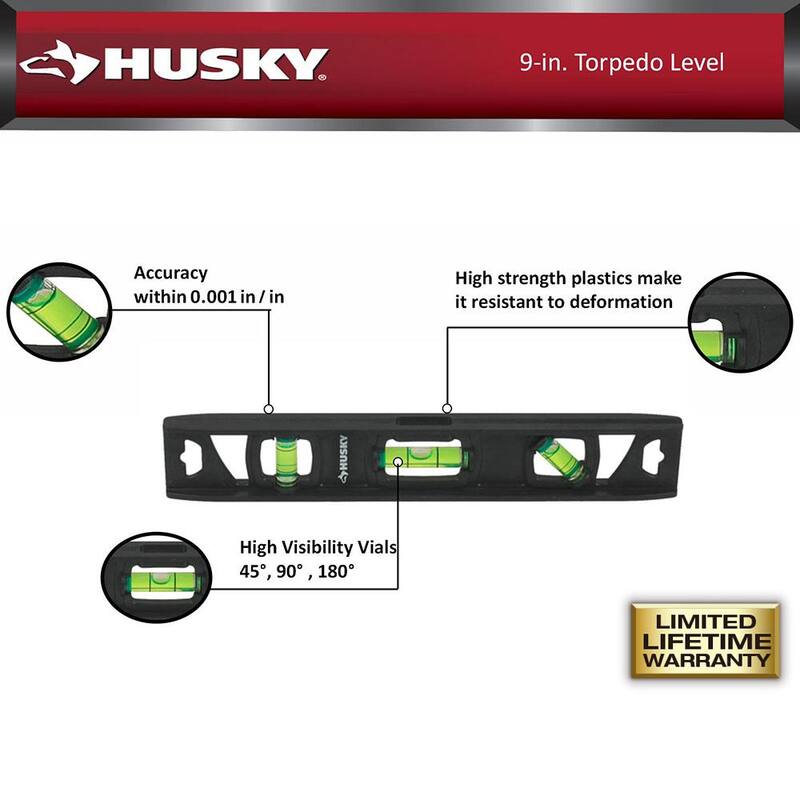 Nivel Husky Poly de 24 pulgadas y Nivel torpedo de 9 pulgadas (paquete de 2) - 00077