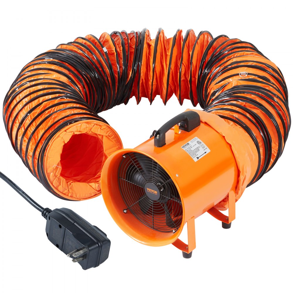 VEVOR Portable Ventilator, 16 inch Heavy Duty Cylinder Fan with 16.4ft Duct Hose, 1350W Strong Shop Exhaust Blower 5175CFM, Industrial Utility Blower for Sucking Dust, Smoke, Smoke Home/Workplace - SSGS550W516ING7MPV1