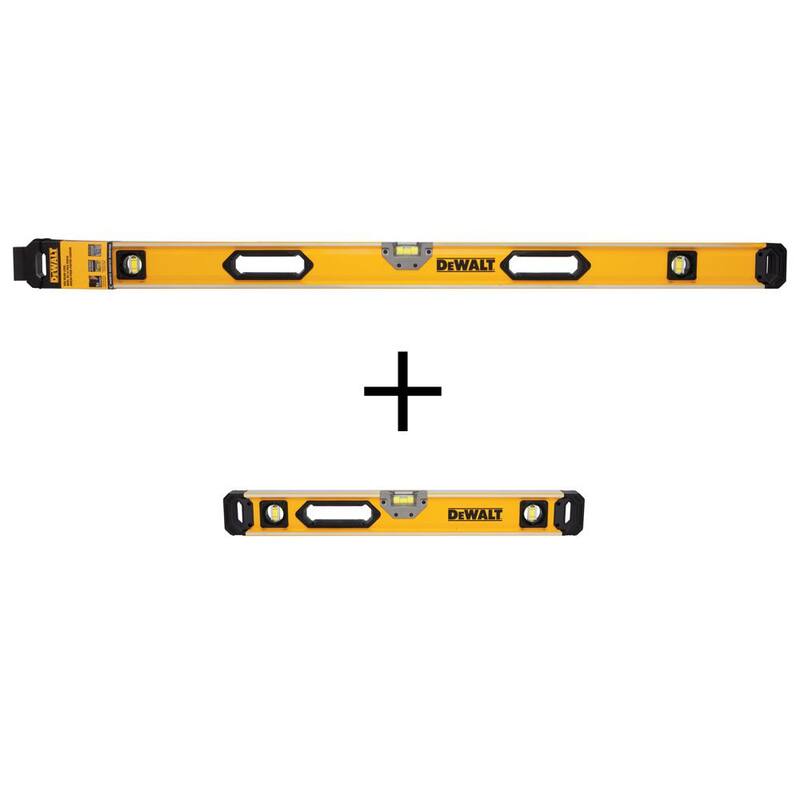 Nivel de caja de viga magnética DEWALT de 48 pulgadas y nivel de caja de viga magnética de servicio pesado de 24 pulgadas - DWHT43049W43025