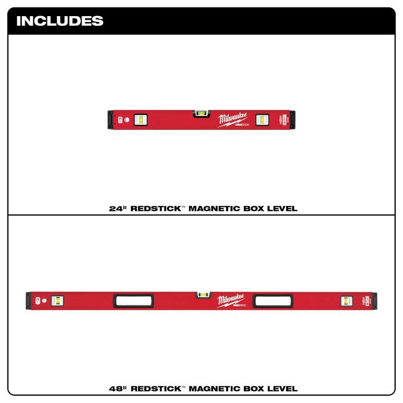 Set de niveles de caja magnética REDSTICK de 24 pulgadas/48 pulgadas de Milwaukee - MLBXSM48