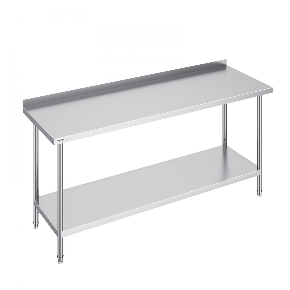 VEVOR 24 x 72 x 36 Inch Stainless Steel Work Table, Commercial Food Prep Worktable Heavy Duty Prep Worktable, Metal Work Table with Adjustable Height for Restaurant, Home and Hotel - CFBXGGZTLCWJWN757V0