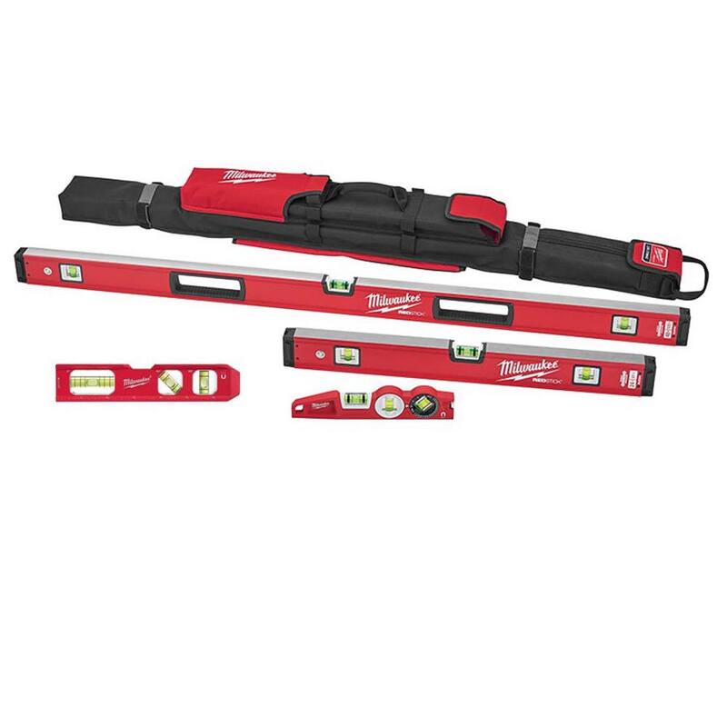 Juego de niveles REDSTICK de viga en caja y torpedo de Milwaukee de 10 pulgadas/24 pulgadas/48 pulgadas con nivel torpedo Billet de 7 pulgadas - MLBXC48-48-22-5107