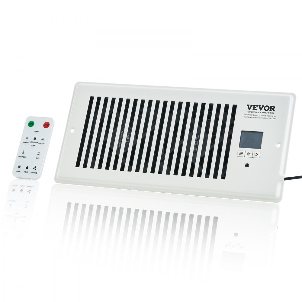 VEVOR Register Booster Fan, Quiet Vent Booster Fan Fits 4” x 10” Register Holes, with Remote Control and Thermostat Control, Adjustable Speed for Heating Cooling Smart Vent, White - ZCZTQFSB410INGECHV5