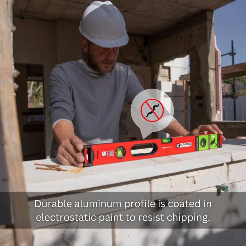 Nivel de caja de aluminio profesional Kapro de 96 pulgadas con burbuja magnificada y Plumb Site - 985-44X-96