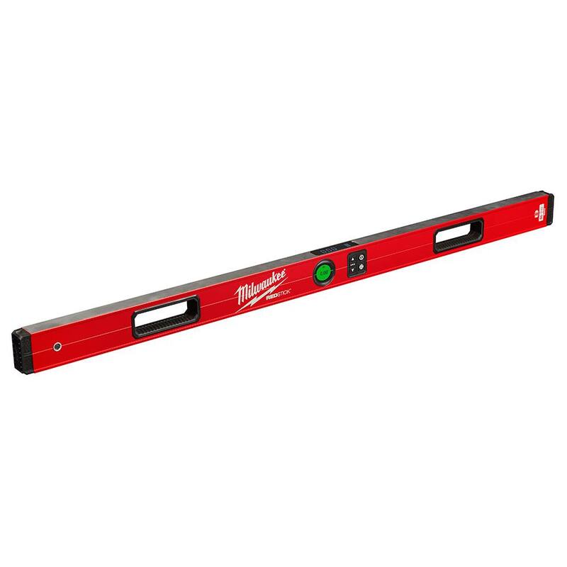 Nivel de caja digital REDSTICK de Milwaukee de 48 pulgadas con láser de línea cruzada verde de 100 pies y puntos de plomada - MLDIG48-3522-21
