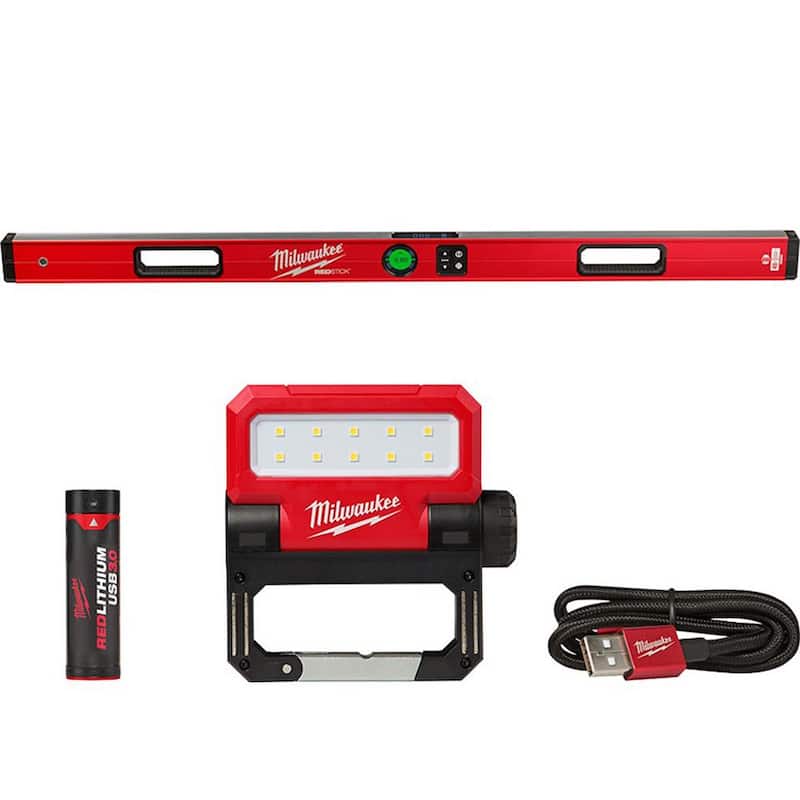 Nivel digital Milwaukee REDSTICK de 48 pulgadas con tecnología de medición de punto a punto y luz de inundación recargable LED de 550 lúmenes - MLDIG48-2114-21
