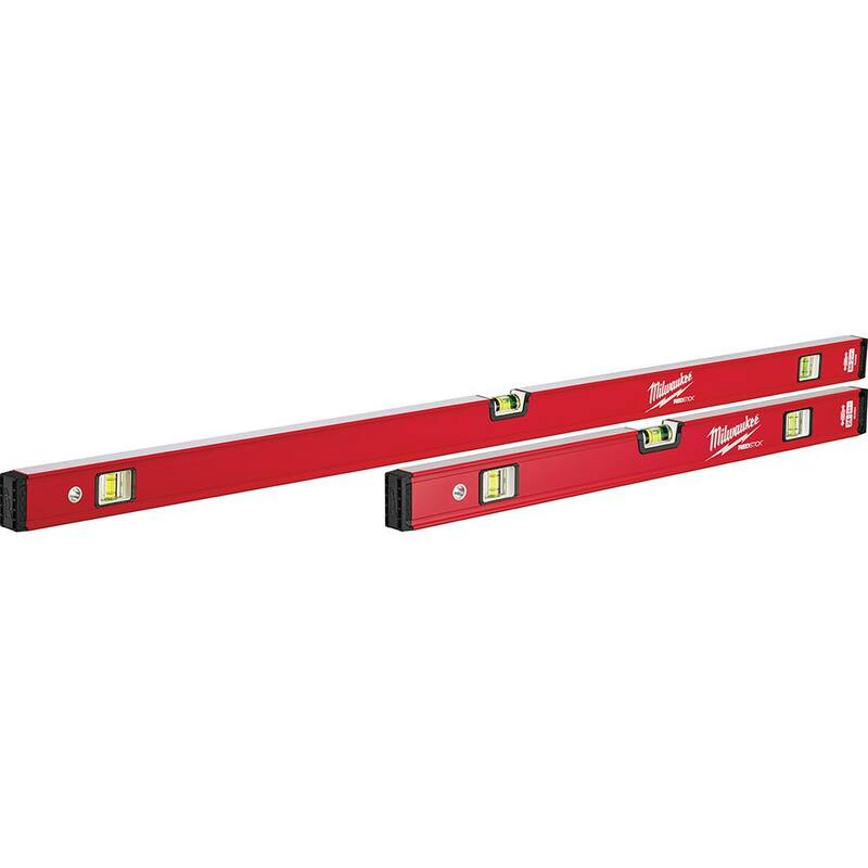 Juego de nivel Milwaukee 24 pulgadas/48 pulgadas REDSTICK Compact Box Beam con nivel torpedo de bloqueo de 10 pulgadas 360 grados de fundición a presión - MLCMS48-48-22-5210