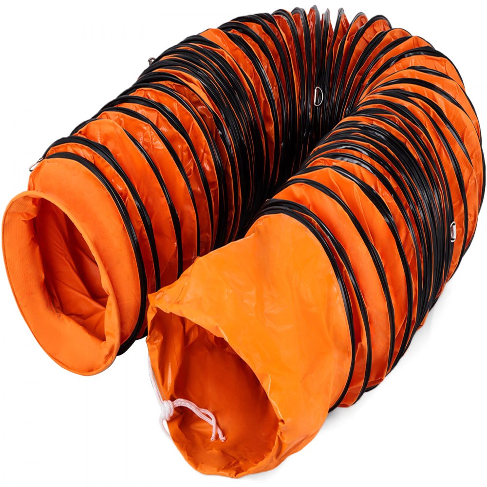 VEVOR 25ft Ducting Hose, PVC Flexible Duct Hosing with S Hook & Steel Support for 8inch Utility Blower - TFRGDD203L7.6-001V0