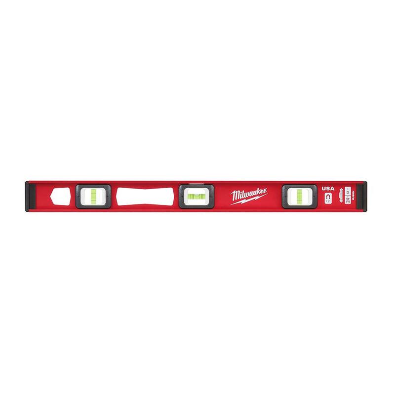 Kit de nivel magnético en forma de I de 24 pulgadas y carrete de tiza de línea audaz de 100 pies con tiza roja y cinta métrica compacta de bloqueo automático de 25 pies - MLIBM24-48-22-3986-48-22-6825