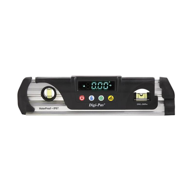 Nivel de torpedo digital Digi-Pas 9 pulgadas impermeable IP67 con imán, display LED brillante y transportador - DWL280Pro